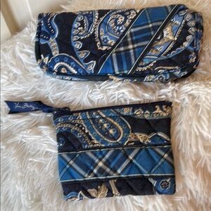 Vera Bradley Blue Paisley Clutch and Pouch Set